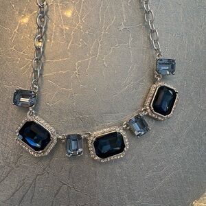 Elegant Navy Crystal Statement Necklace - Women Jewelry